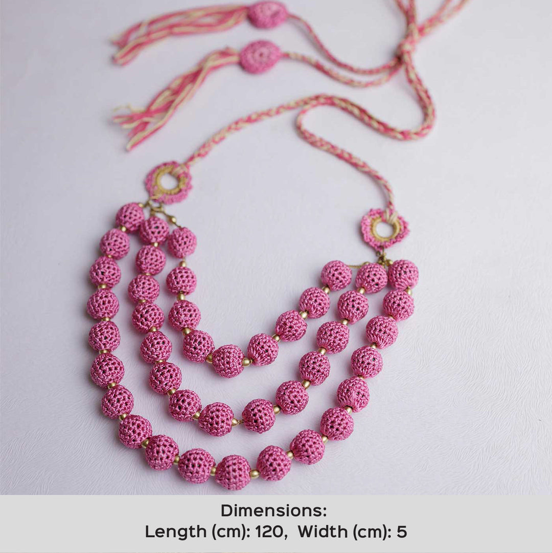 Handmade Crochet Pink Roop Necklace