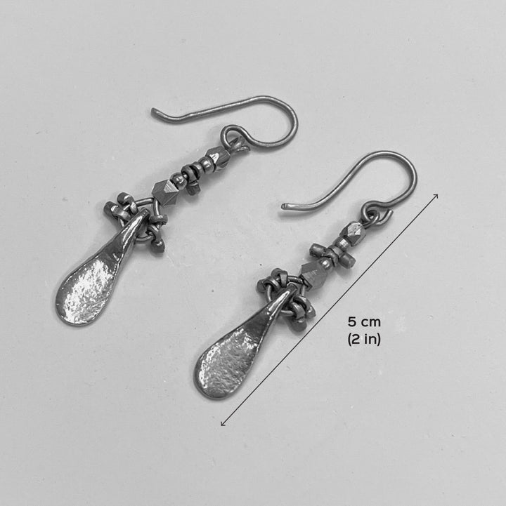 Handmade Leaf Drop Design Brass Earrings