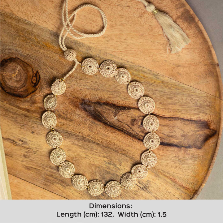 Handmade Crochet Beige Ornate Tikki Necklace