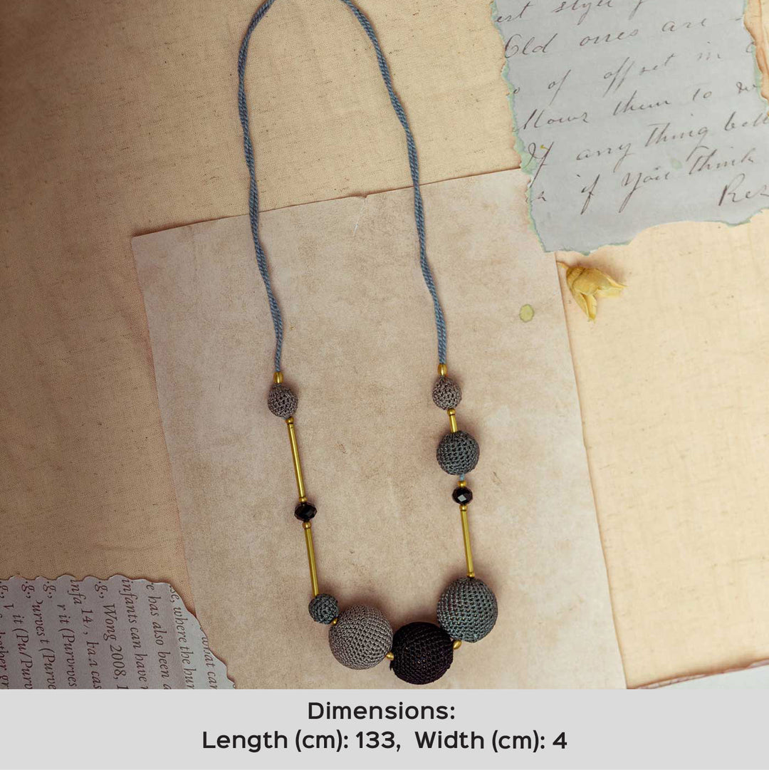Handmade Crochet Grey Gulnaar Mystic Bead Necklace