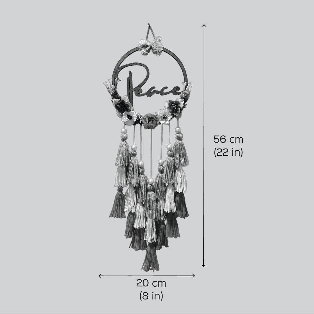 Personalized Flowers Themed Mdf Wood Kids Name Plate - Front View with Dimensions