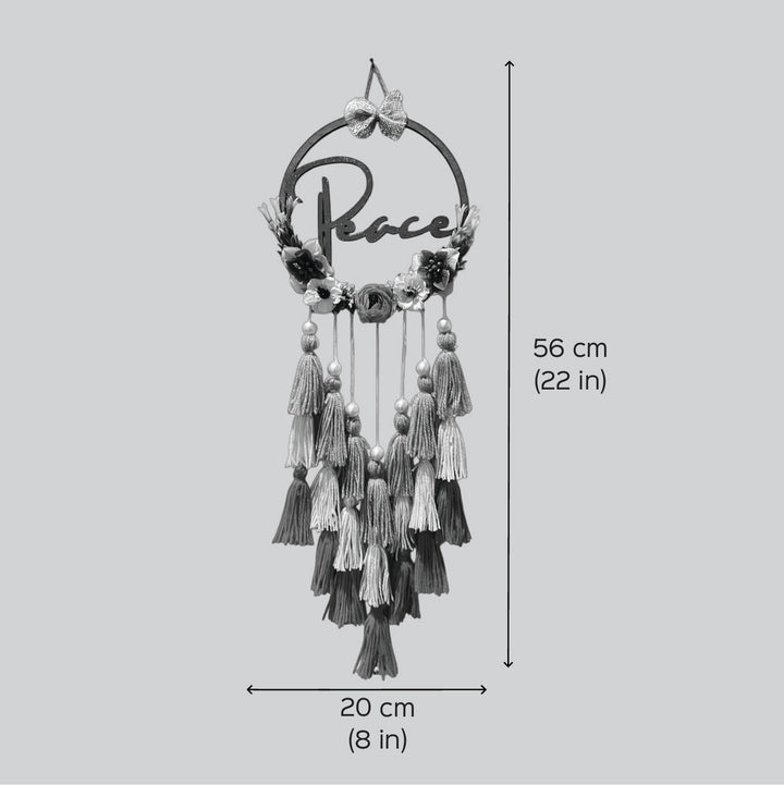 Personalized Flowers Themed Mdf Wood Kids Name Plate - Front View with Dimensions