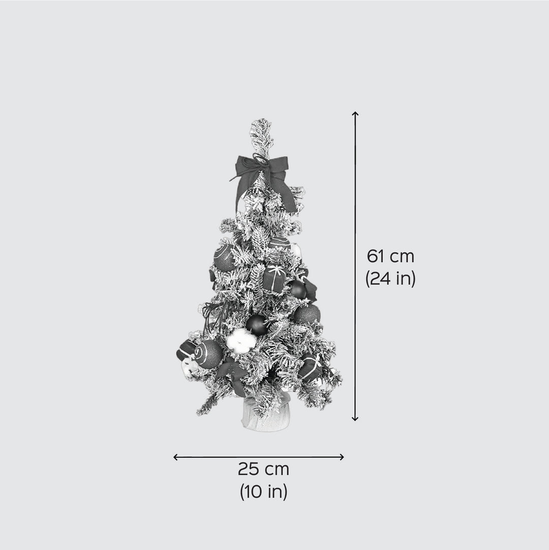 Red Swirl Frosty Bushy Xmas Tree For Christmas Table Decoration