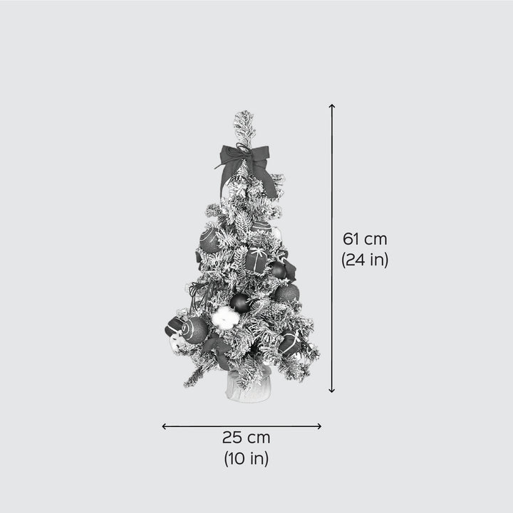 Red Swirl Frosty Bushy Xmas Tree For Christmas Table Decoration