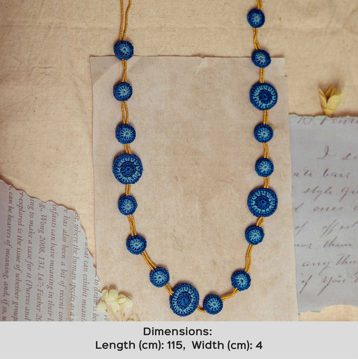 Handmade Crochet Gulnaar Blue Tikkis Bead Necklace