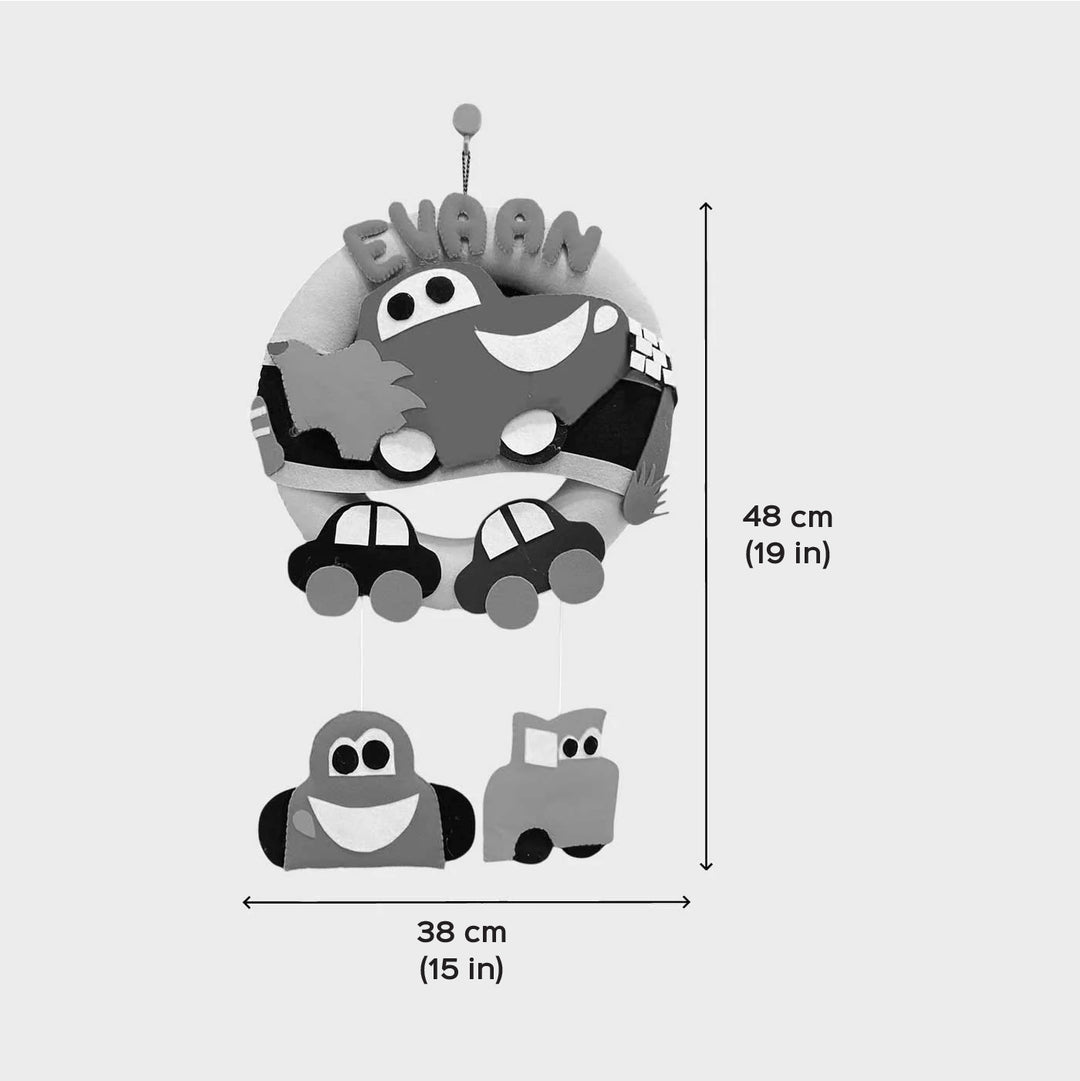 Personalized Cars Theme Felt Kids Name Plate