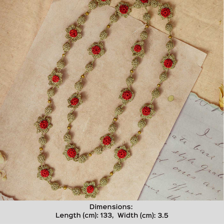 Handmade Crochet Gulnaar Gold Daisies Bead Necklace