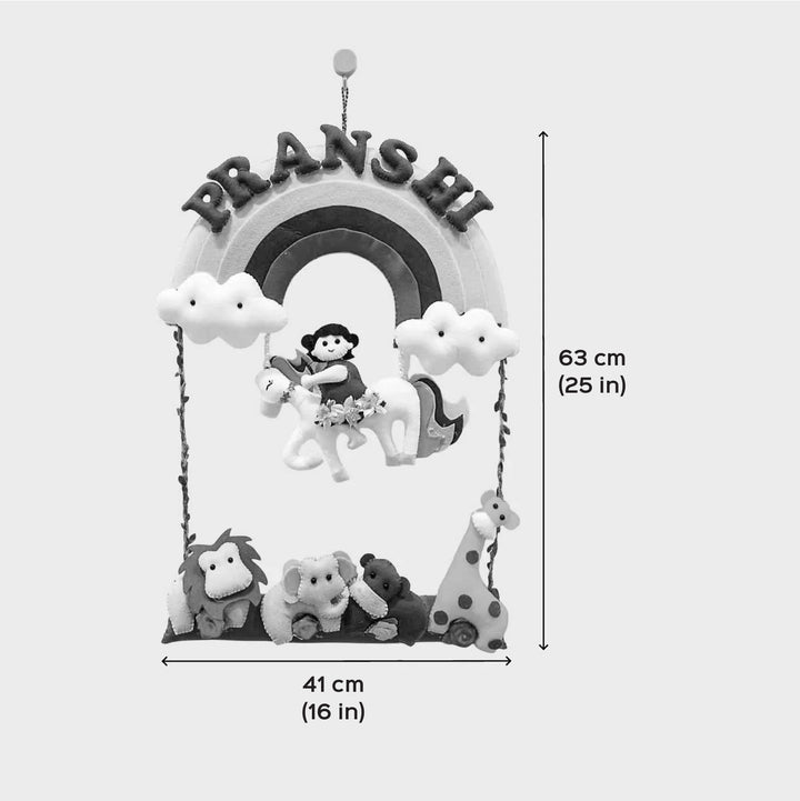 Personalized Rainbow & Unicorn Theme Felt Kids Name Plate