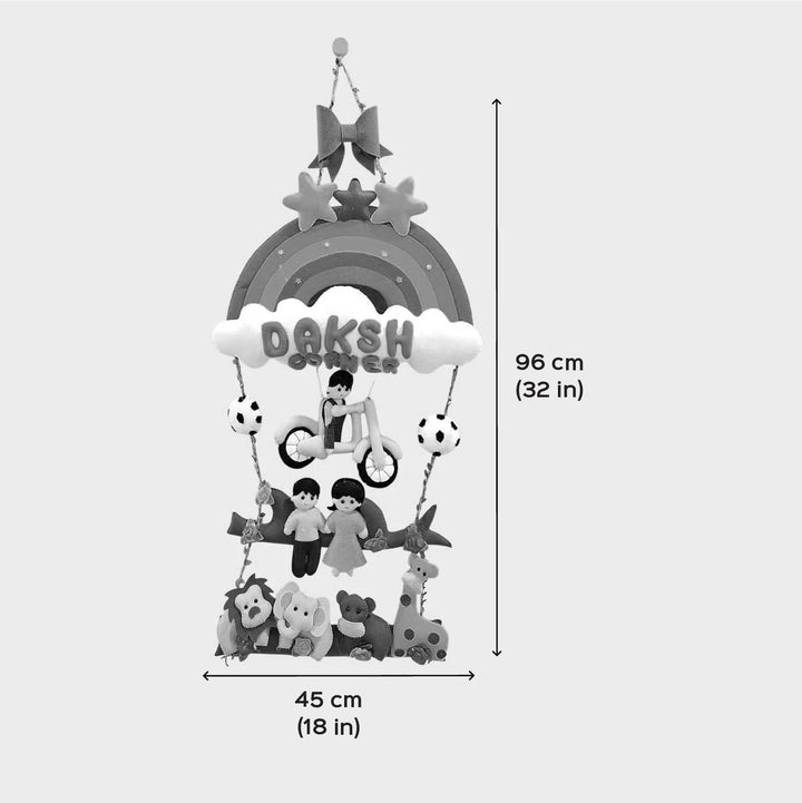 Personalized Rainbow & Jungle Theme Felt Kids Name Plate