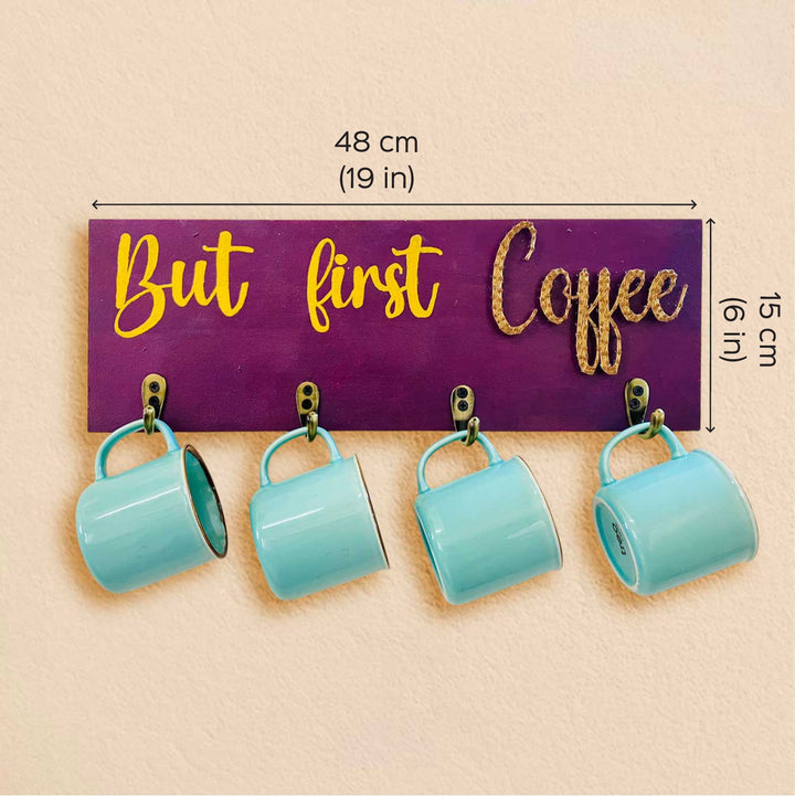 Handmade String Art "But First, Coffee" Mdf Wood Mug Holder