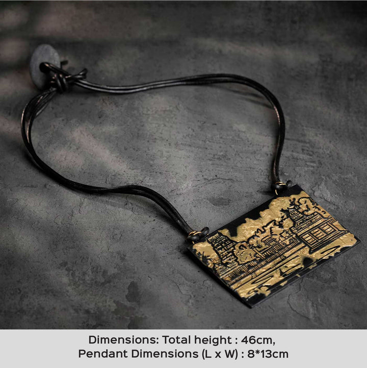 Handmade Polymer Clay Mylapore Kapaleeshwarar Temple Design Reversible Necklace