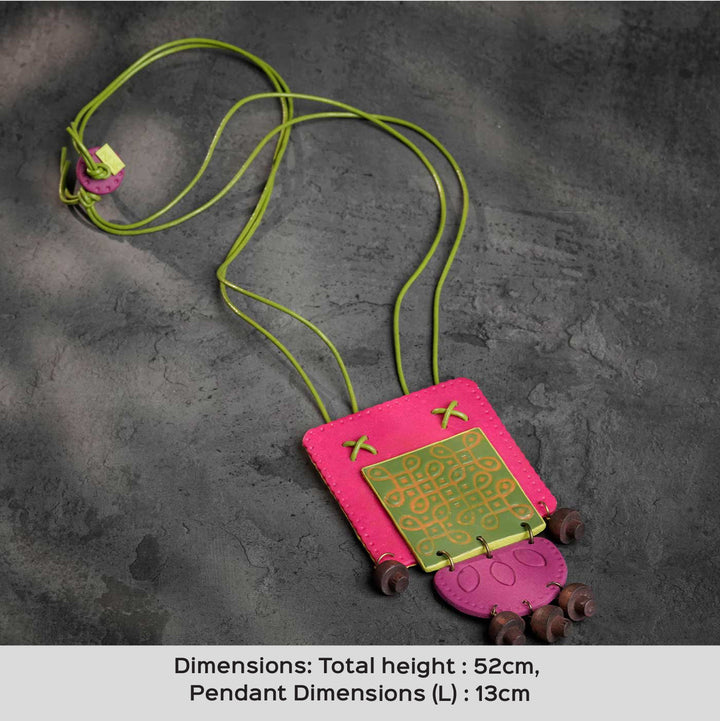 Handmade Polymer Clay Ponmozhi Reversible Kolam Necklace