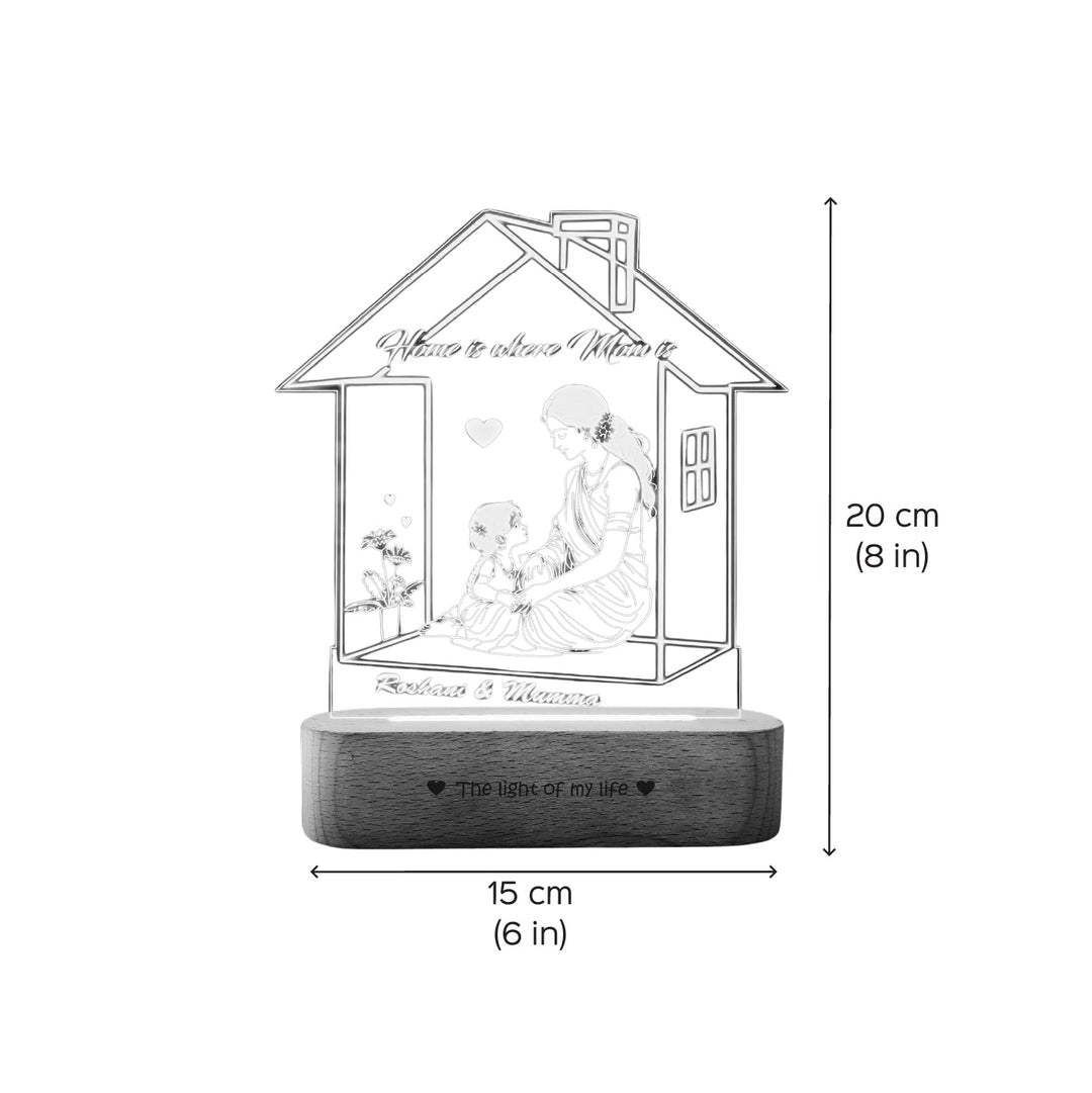 Personalized Elegant "Home is where Mom is" Engraved Acrylic Lamp For Mothers