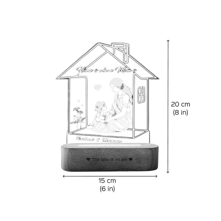 Personalized Elegant "Home is where Mom is" Engraved Acrylic Lamp For Mothers