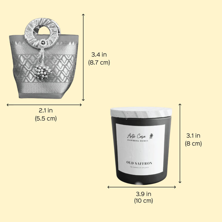 Sneh Chakra Diwali Gift Hamper | Includes 1 Candle, 1 Decor Flower, 1 Dry Fruit Potli, 1 Diwali Card, 1 Round Gift Box