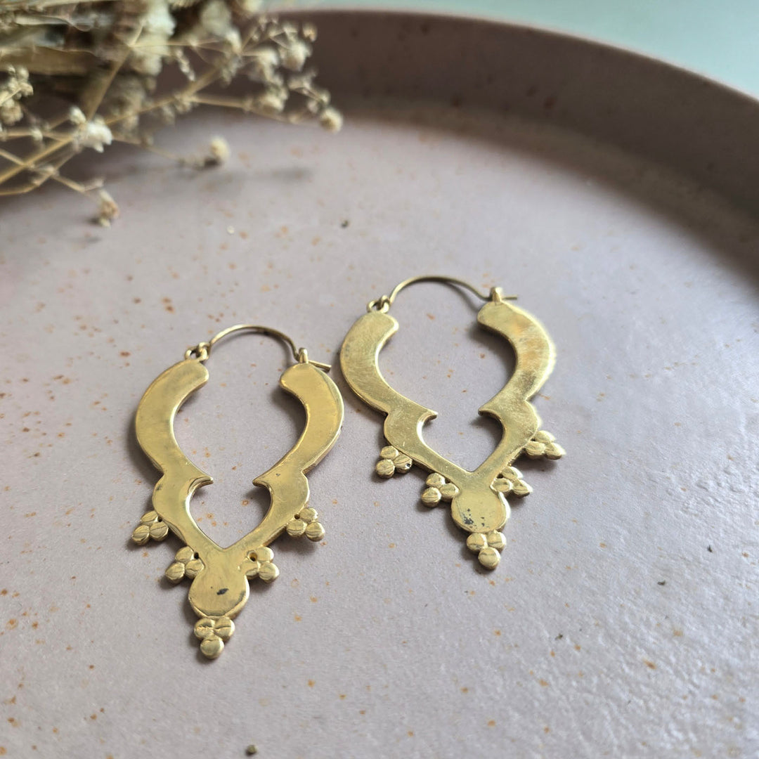 Handmade Aurora Hoops Brass Earrings