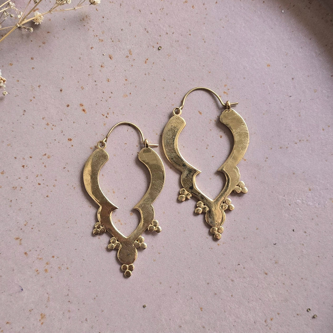 Handmade Aurora Hoops Brass Earrings