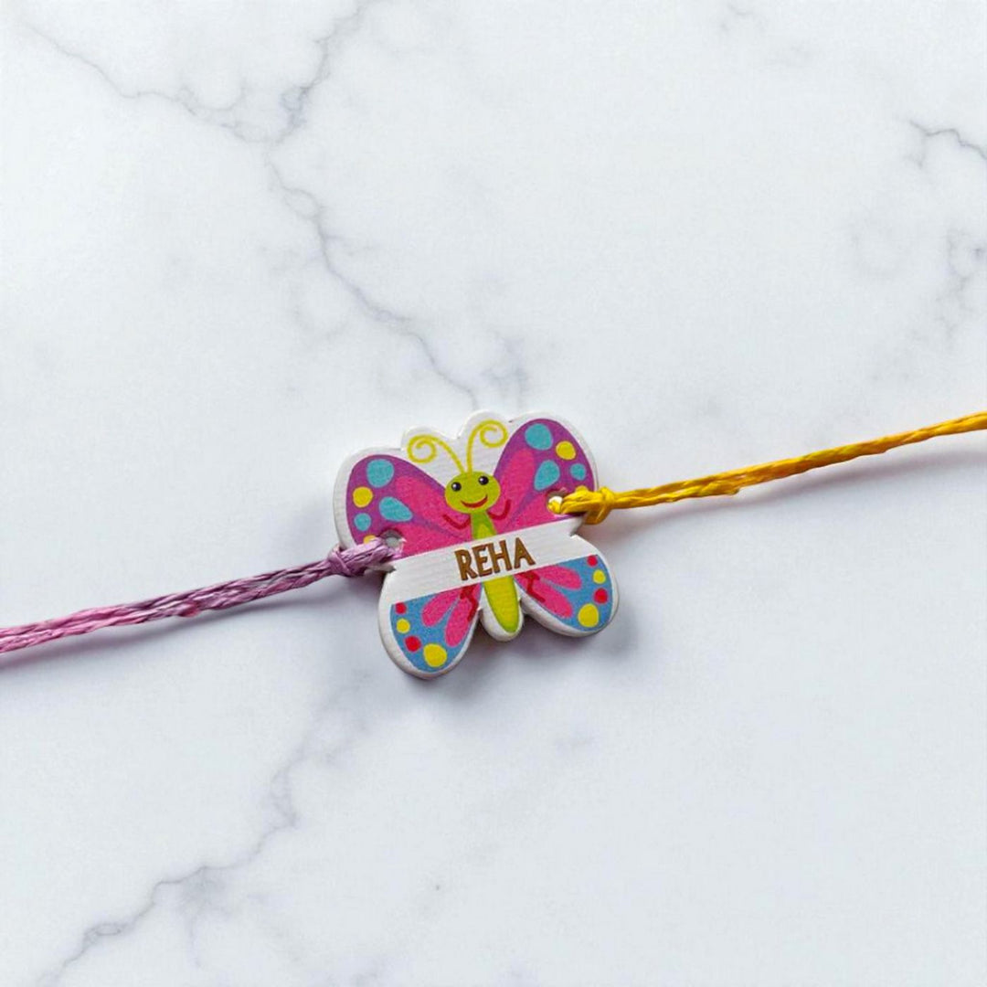 Personalized Ecofriendly Butterfly Shape Paper Kids Rakhi