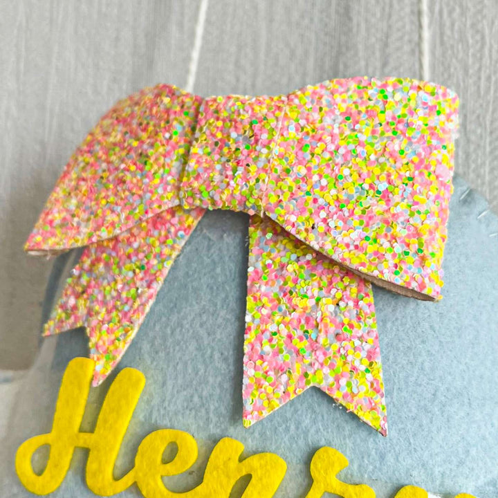 Personalized Bear Hugs Blanket Theme Felt Kids Name Plate - Close-up Showing Texture Details