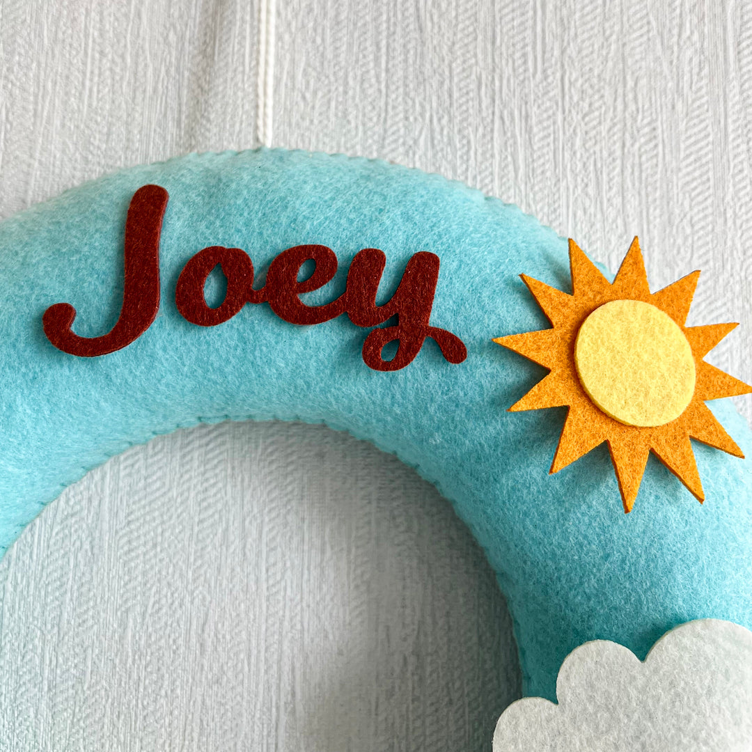 Personalized Wildlife Wonders Theme Felt Kids Name Plate - Name Personalization Example Close-up