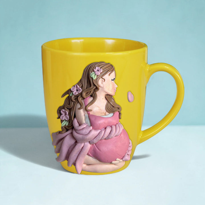 Customized Baby Bump Theme Polymer Clay & Ceramic Mug For Mothers | 310 ml