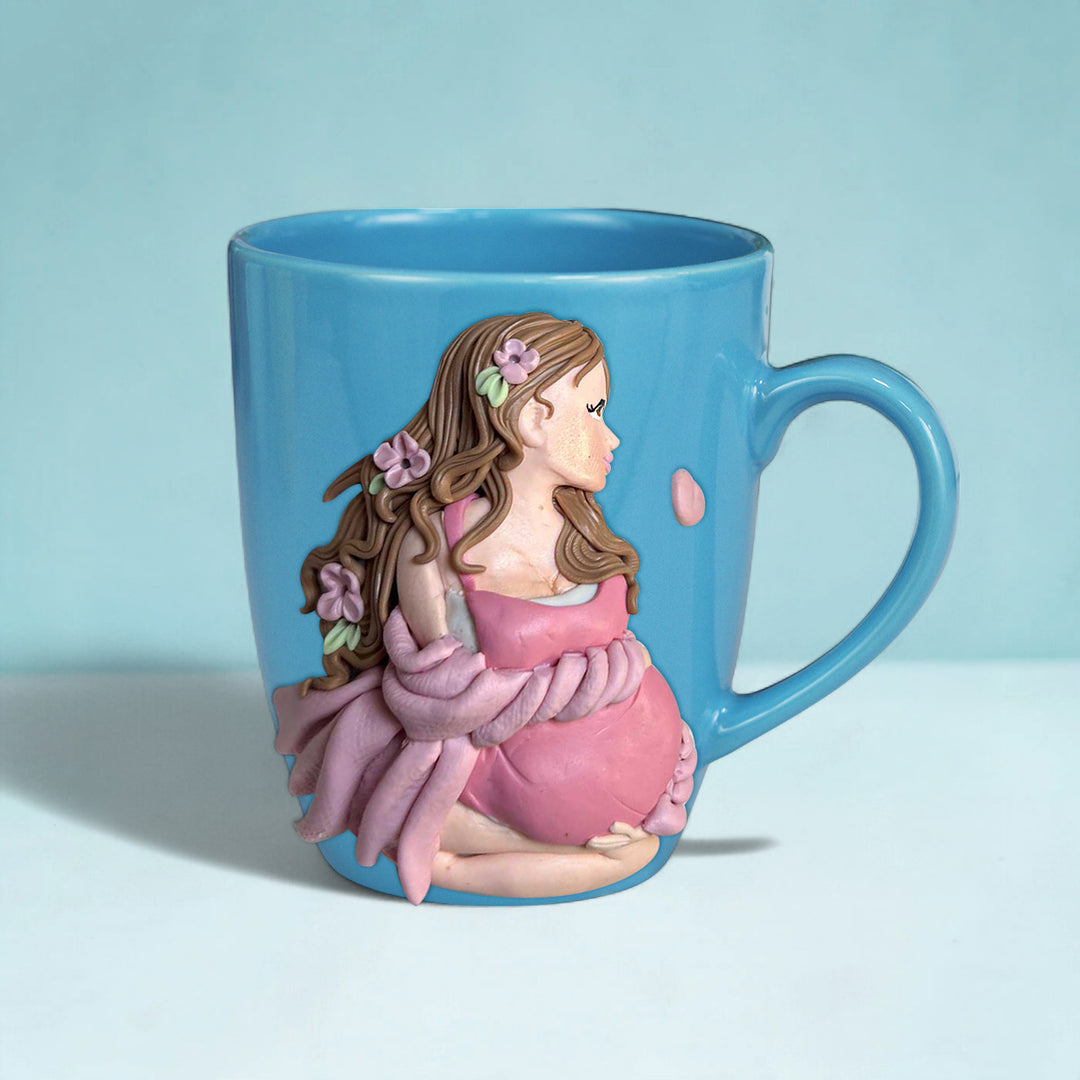 Customized Baby Bump Theme Polymer Clay & Ceramic Mug For Mothers | 310 ml