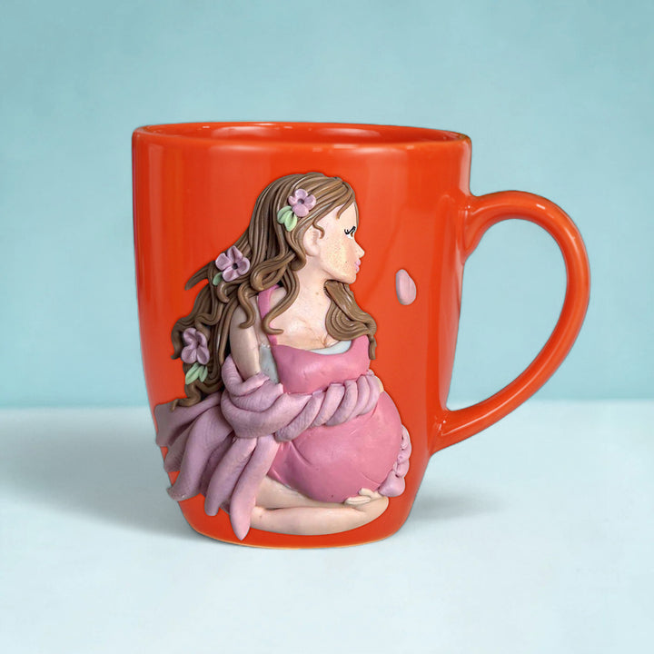 Customized Baby Bump Theme Polymer Clay & Ceramic Mug For Mothers | 310 ml