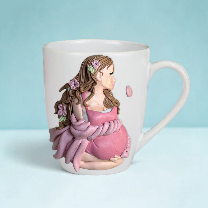 Customized Baby Bump Theme Polymer Clay & Ceramic Mug For Mothers | 310 ml