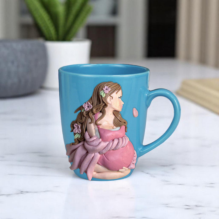 Customized Baby Bump Theme Polymer Clay & Ceramic Mug For Mothers | 310 ml