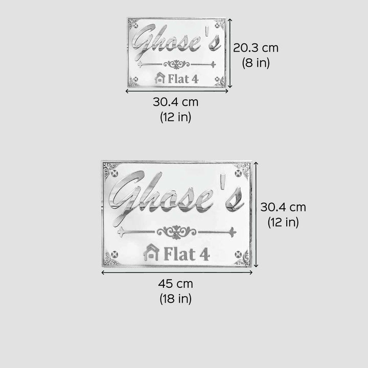 Personalized Waterproof Beautiful White And Gold Acrylic Led Name Plate - Dimension Chart with Two Sizes