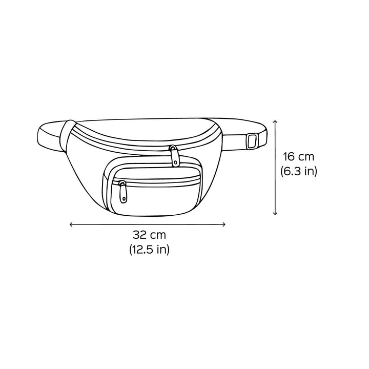 Handmade Block Printed Boho Theme Cotton Belt Bag | 12.5 x 6.3 Inch