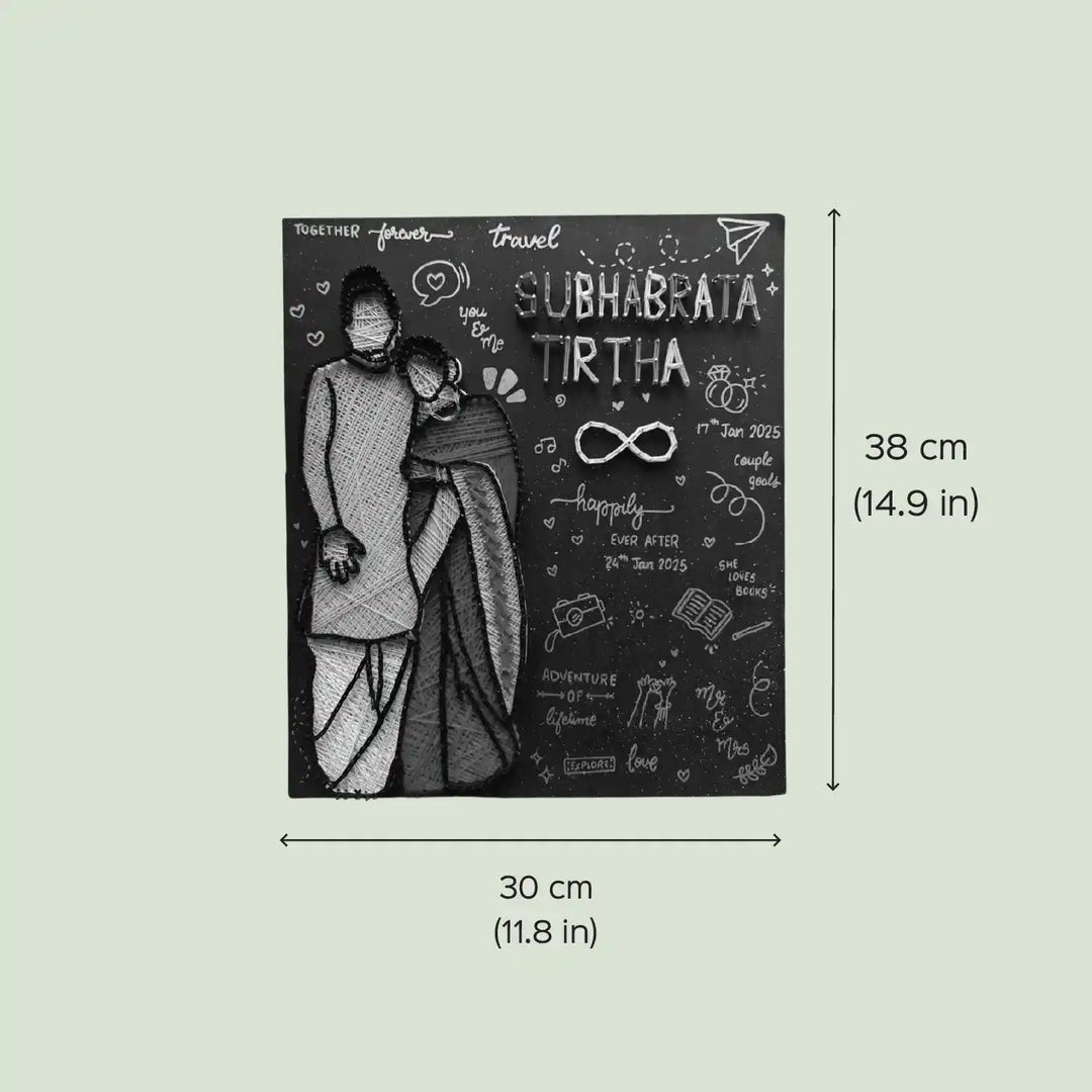 Photo Personalized Handmade String Art Wedding Couples MDF Wood Name Plate