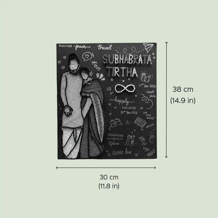 Photo Personalized Handmade String Art Wedding Couples MDF Wood Name Plate