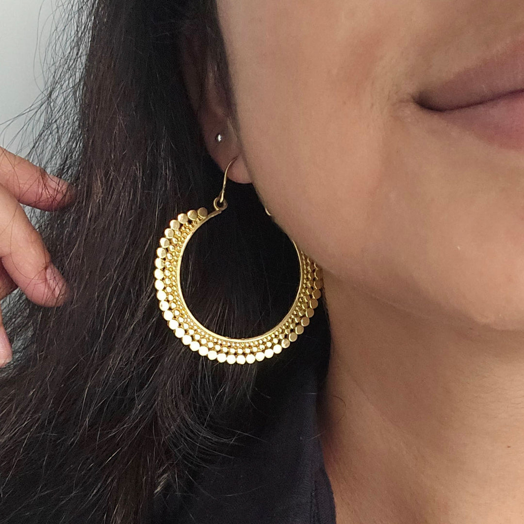 Handmade Bianca Hoops Large Brass Earrings