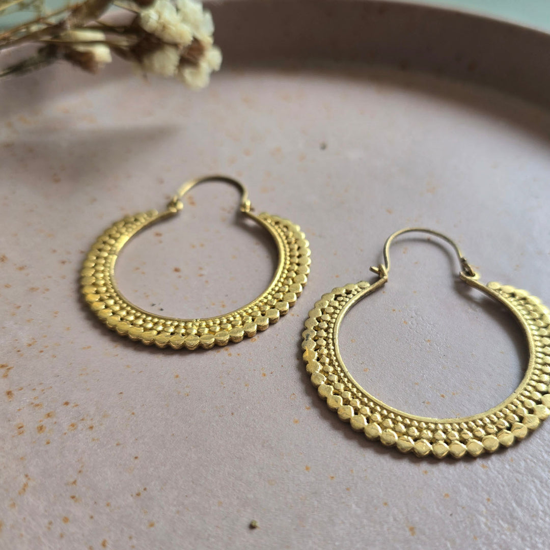 Handmade Bianca Hoops Large Brass Earrings