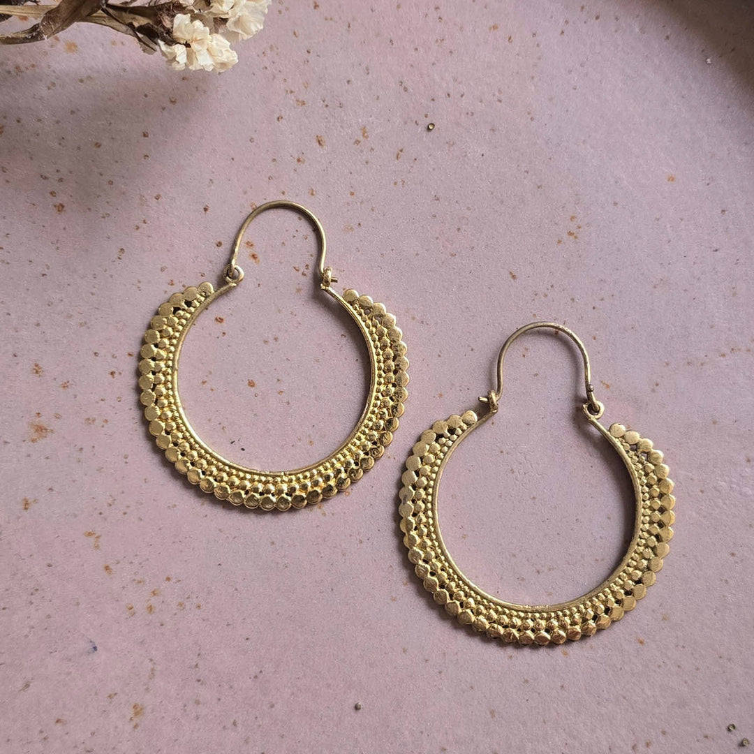 Handmade Bianca Hoops Large Brass Earrings