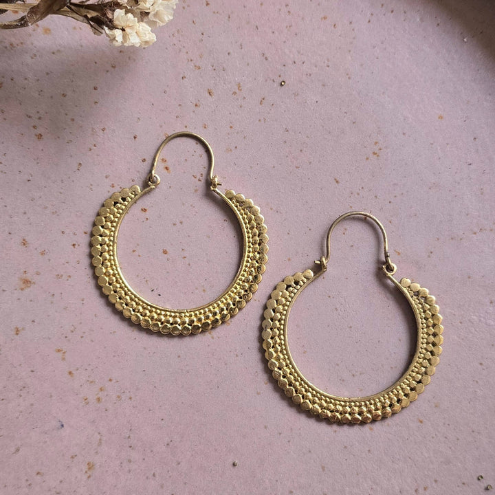 Handmade Bianca Hoops Large Brass Earrings