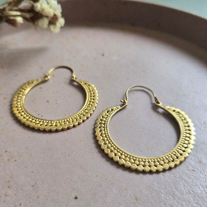Handmade Bianca Hoops Medium Brass Earrings