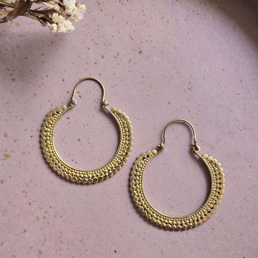 Handmade Bianca Hoops Medium Brass Earrings