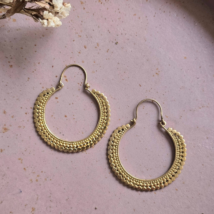 Handmade Bianca Hoops Medium Brass Earrings