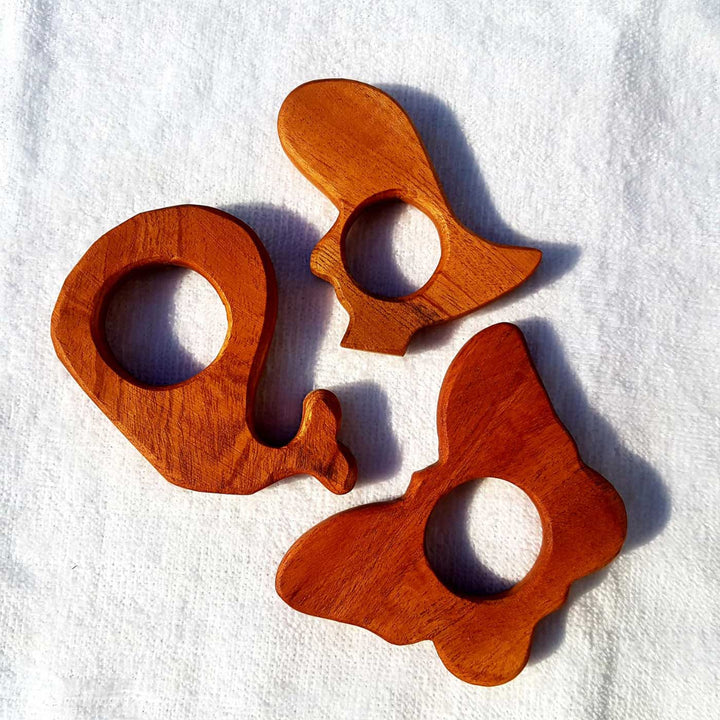Neem Wood Animal Figure Teethers for Toddlers I Set of 3