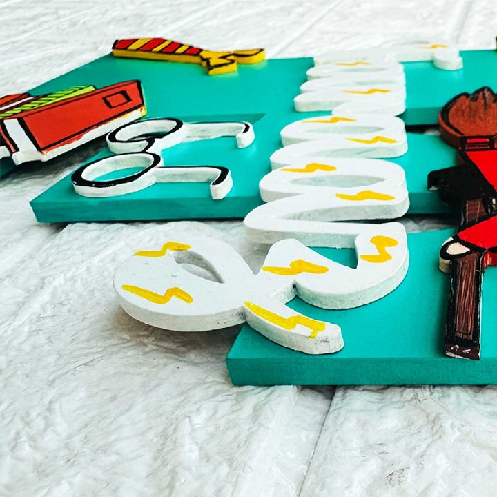 Personalized Hand Painted Harry Potter Magic Mdf Wood Monogram With 3D Letters - Side Angle Showing 3D Depth