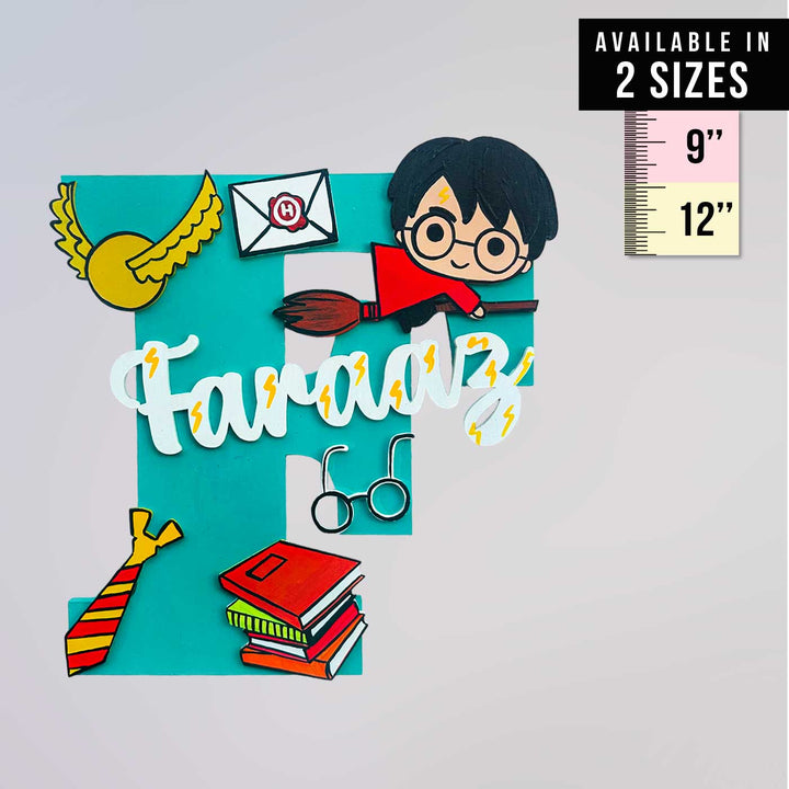 Personalized Hand Painted Harry Potter Magic Mdf Wood Monogram With 3D Letters - Name Personalization Example with Size Guide
