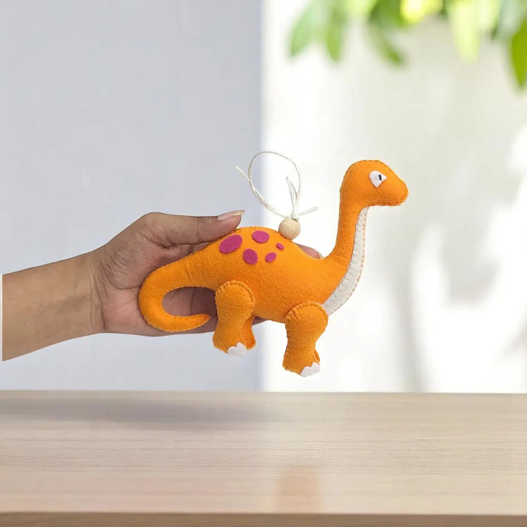Handmade Brontosaurus Dinosaur Felt Hanging For Kids
