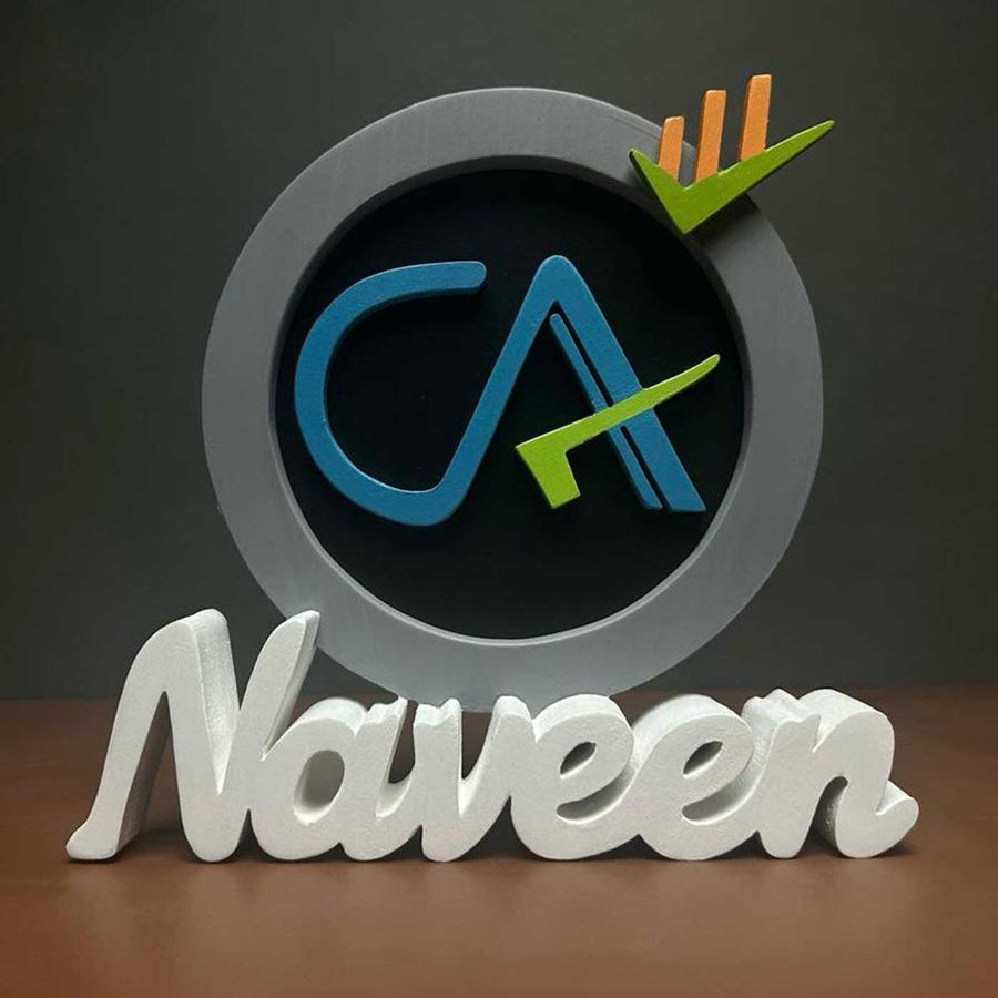 Personalized Ca Charted Accountant Mdf Wood Desk Name Plate - Front View with Name Personalization