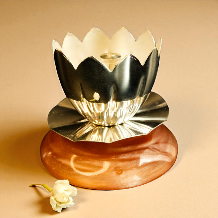 Silver Plated Shanti Oil Lamp / Diya Packed in Gift Box