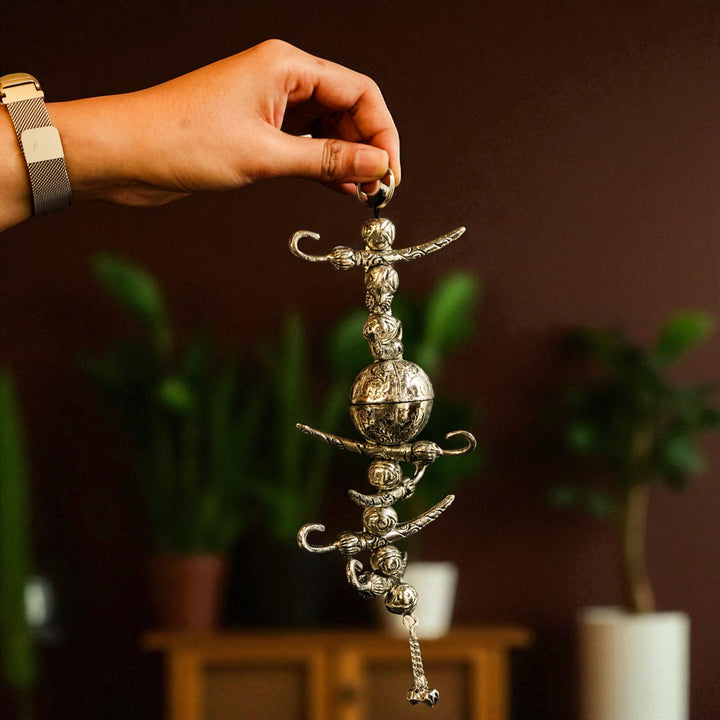 13 Inch | German Silver Nimbu Mirchi Nazar Battu Hanging
