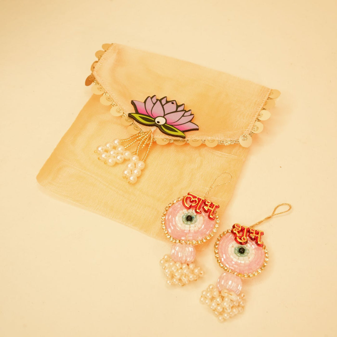 Golden Grace Diwali Gift Hamper | Includes 1 Vase, 1 Dried Flower Bunch, 1 Chocolate, 1 Candle, 2 Hangings, 1 Wax Melts Pack, 1 Match Box, 1 Diwali Card, 1 Organiser Gift Box