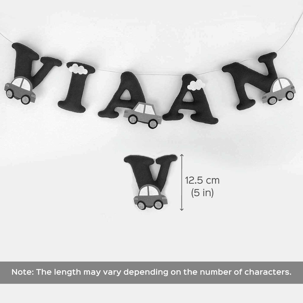 Handcrafted Personalized Car Theme Felt Bunting - Hanging Banner with Size Reference