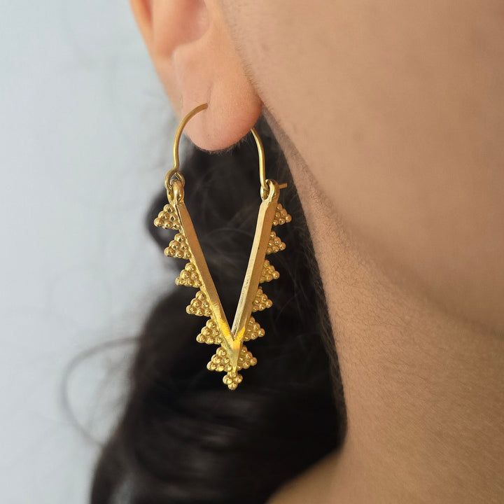 Handmade Carmela Hoops Brass Earrings